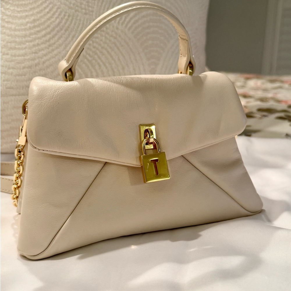 Ted Baker London Poppy Mini Top Handle Purse in Cream with Gold Hardware